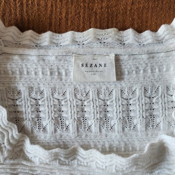 Sézane Ivory White Ronnie Openwork Knit Sweater – Sz S - Picture 3 of 14